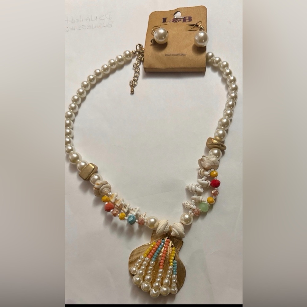 L&B Pearl and Multicolor Bead Necklace